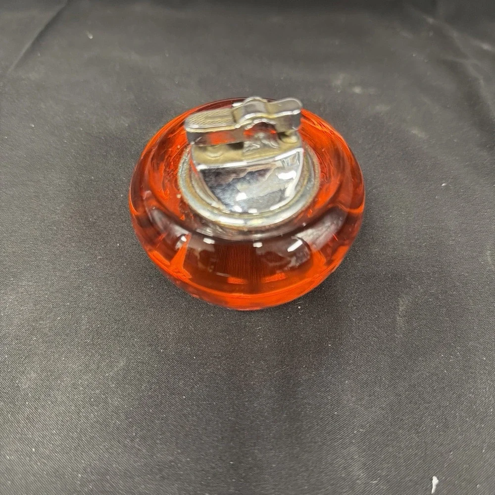 Vintage Viking Glass Orb Table Lighter Orange Mid-Century MCM Persimmon